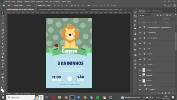 ARQUIVO DIGITAL| Convite tema leãozinho - Image 2