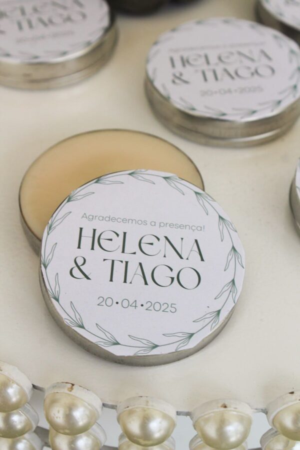 Vela aromática Aconchego para  Casamento Verde Oliva